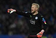 LEICESTER, ENGLAND - MARCH 14: Kasper Schmeichel of Leicester City in action during the UEFA Champions League Round of 16 second leg match between Leicester City and Sevilla FC at The King Power Stadium on March 14, 2017 in Leicester, United Kingdom. (Photo by Laurence Griffiths/Getty Images)